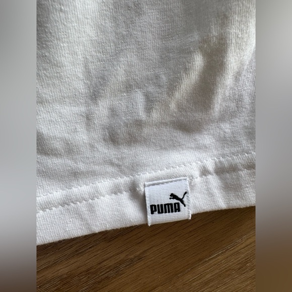 NEW Puma Cropped White Ringer Logo Tee S - Picture 9 of 12